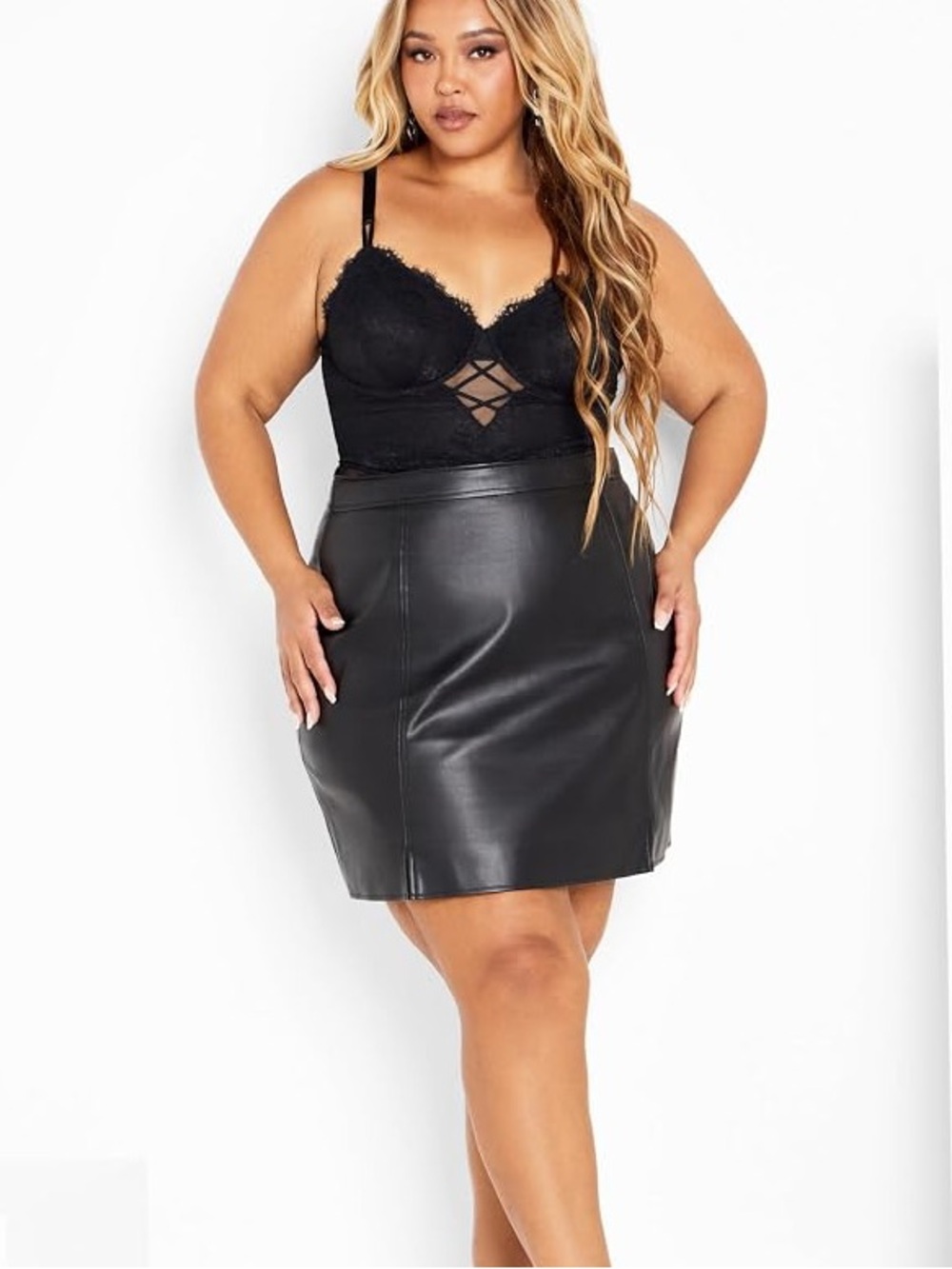 City Chic Black Lanie Faux Leather Mini Skirt - Size 18/M - NWOT